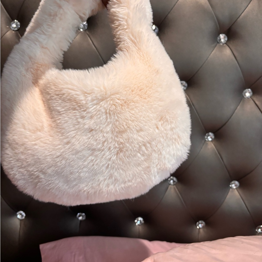 Cream Faux Fur Handbag
